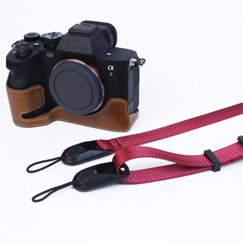 Uniqkart for Fuji XT4 XS10 Sony A7M4 A7r3 Nylon + Microfiber Leather Shoulder Strap Quick Release Camera Carrying Rope - Black