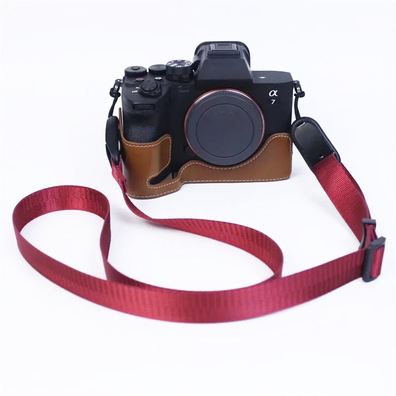 Uniqkart for Fuji XT4 XS10 Sony A7M4 A7r3 Nylon + Microfiber Leather Shoulder Strap Quick Release Camera Carrying Rope - Black