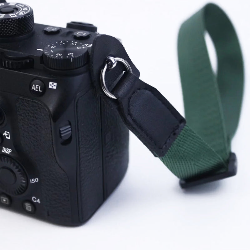 Uniqkart for DSLR Camera with Round Hole Connector Non-slip Adjustable Nylon Wrist Strap Hand Grip Rope - Brown
