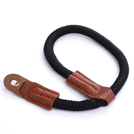 Uniqkart for Sony / Leica / Fujifilm Camera Cotton Woven Round Hand Strap SLR Camera Anti-lost Wrist Rope - Black