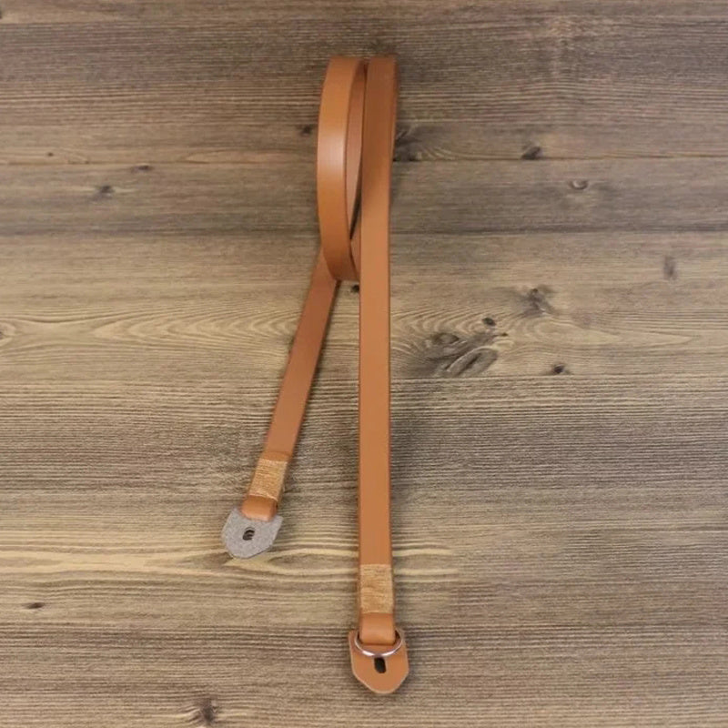Two-layer Cowhide Genuine Leather Shoulder Strap for Sony Panasonic Fuji Nikon Camera Carrying Rope - Brown