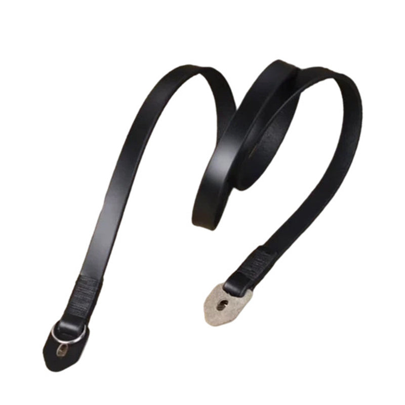 Two-layer Cowhide Genuine Leather Shoulder Strap for Sony Panasonic Fuji Nikon Camera Carrying Rope - Black