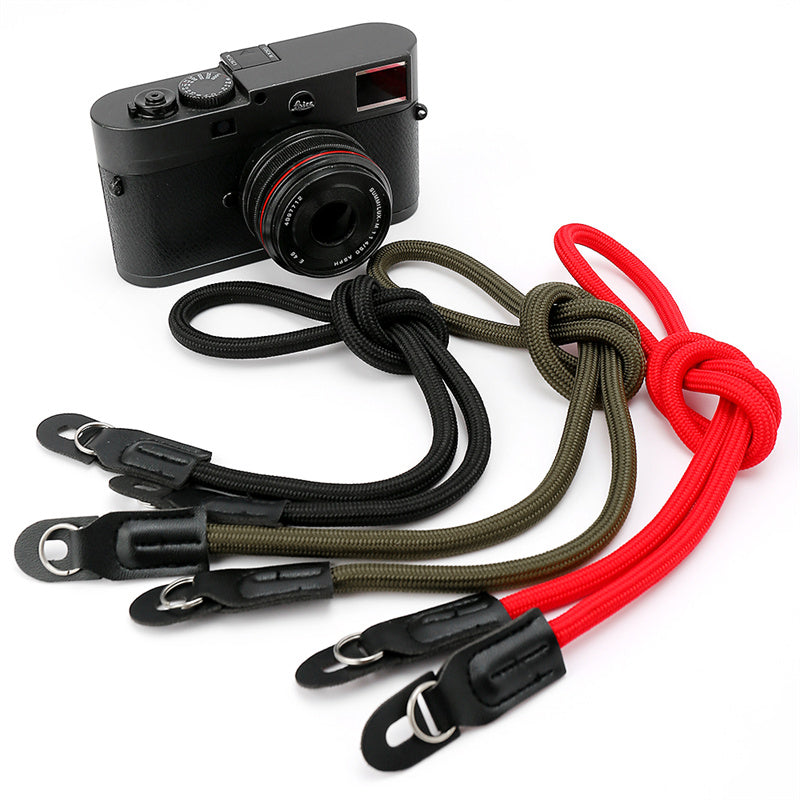 Neck Rope Shoulder Strap for Canon / Leica / Fuji / Panasonic DSLR Camera with Round Hole Connector - Black
