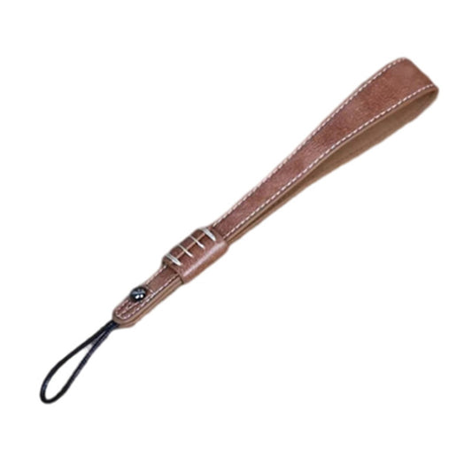 Uniqkart for Fuji / Canon / Nikon / Panasonic DSLR Camera 2mm Connector PU Leather Wrist Strap Hand Grip Rope - Brown