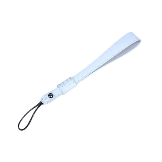 Uniqkart for Fuji / Canon / Nikon / Panasonic DSLR Camera 2mm Connector PU Leather Wrist Strap Hand Grip Rope - White