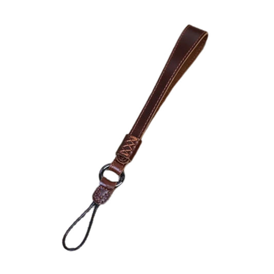 Uniqkart for Fujifilm XT4 / A7r5 / A7M4 / X100v / XH2 Camera Carrying Strap Top Layer Cowhide Leather Quick Release Hand Rope - Coffee