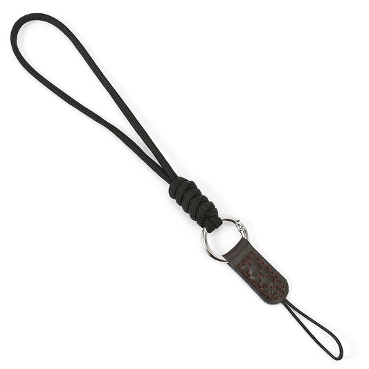 SLR Camera Cotton Braided Hand Strap Camera Cellphone Key Lanyard Anti-lost Wrist Rope - Black