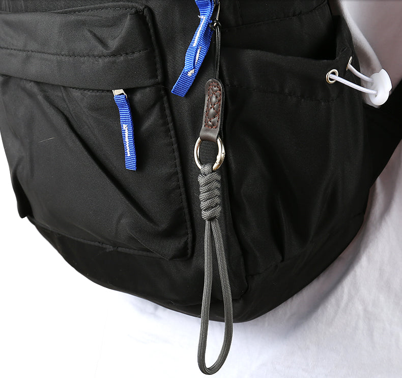 SLR Camera Cotton Braided Hand Strap Camera Cellphone Key Lanyard Anti-lost Wrist Rope - Black