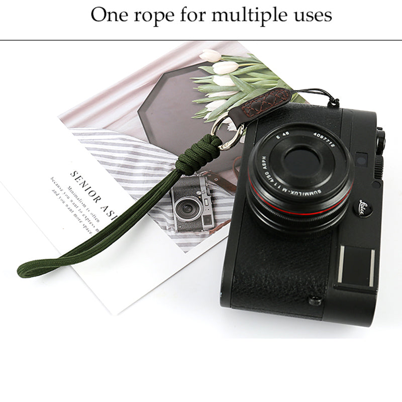 SLR Camera Cotton Braided Hand Strap Camera Cellphone Key Lanyard Anti-lost Wrist Rope - Black