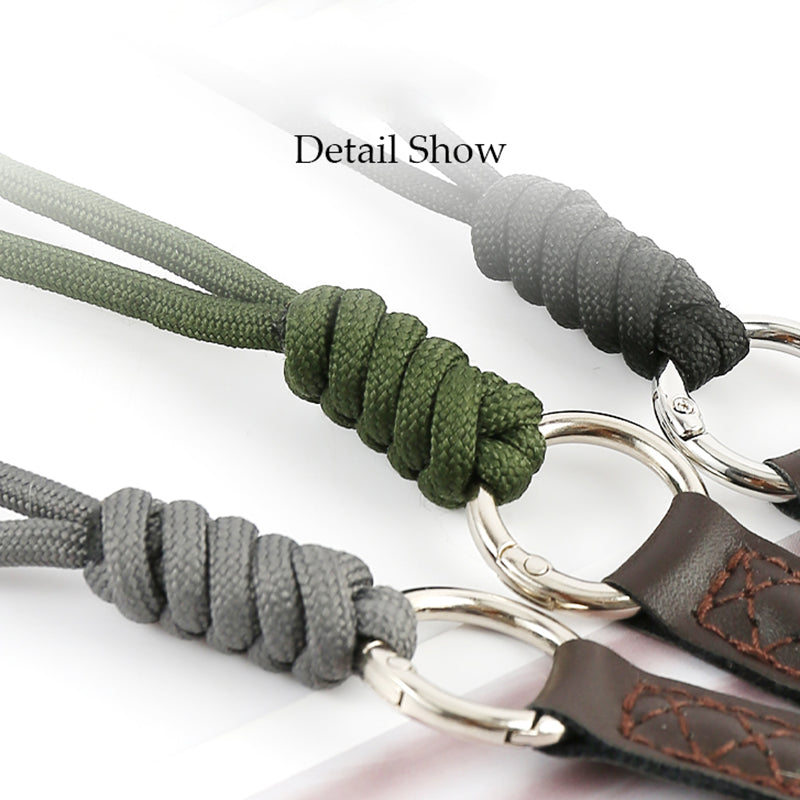 SLR Camera Cotton Braided Hand Strap Camera Cellphone Key Lanyard Anti-lost Wrist Rope - Black