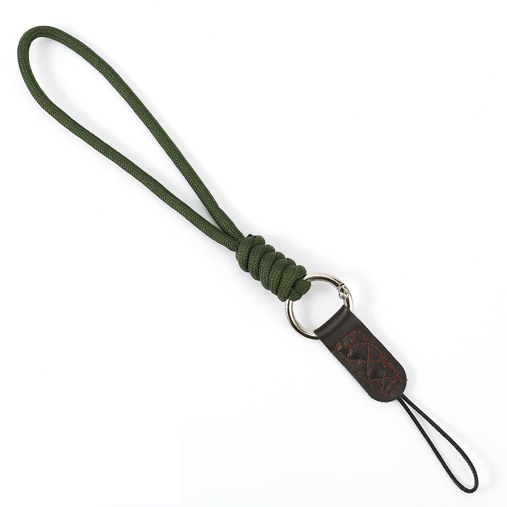 SLR Camera Cotton Braided Hand Strap Camera Cellphone Key Lanyard Anti-lost Wrist Rope - Blackish Green