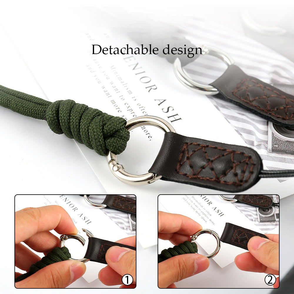 SLR Camera Cotton Braided Hand Strap Camera Cellphone Key Lanyard Anti-lost Wrist Rope - Blackish Green