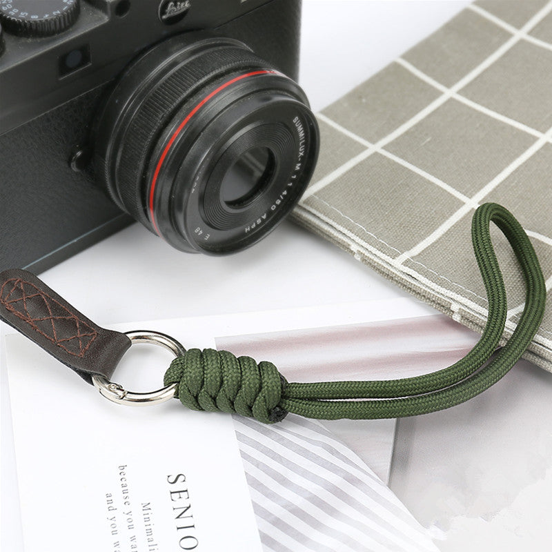 SLR Camera Cotton Braided Hand Strap Camera Cellphone Key Lanyard Anti-lost Wrist Rope - Blackish Green