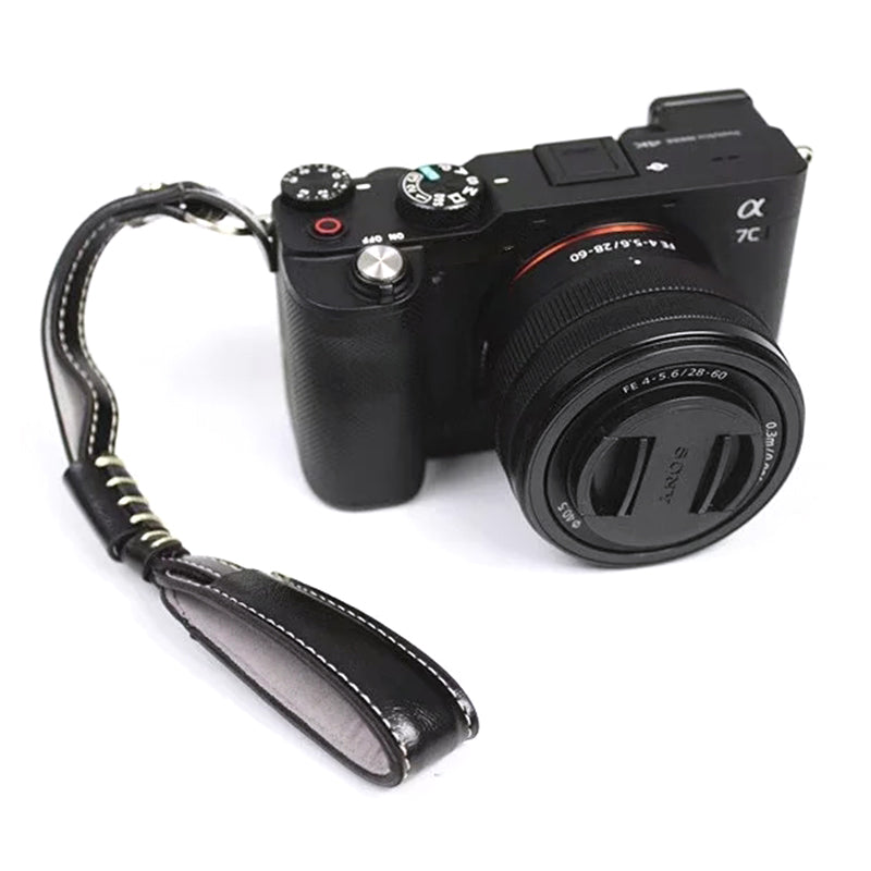 Camera Carrying PU Leather Hand Strap SLR Camera Anti-lost Wrist Rope - Black