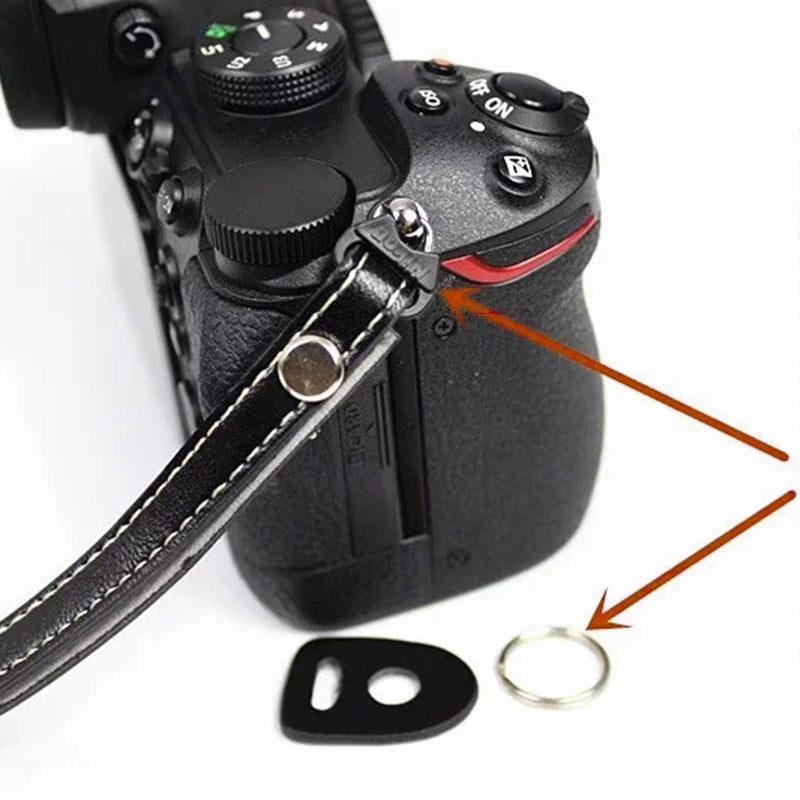 Camera Carrying PU Leather Hand Strap SLR Camera Anti-lost Wrist Rope - Black