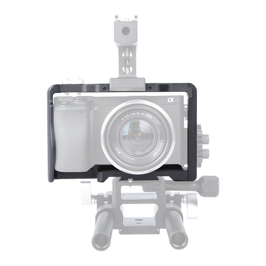 YELANGU C6-B Aviation Aluminum Frame Cage for Sony A6000/A6300/A6400/A6500 Quick Release Plate Base Protective Cover with Cold Shoe Adapter Camera Accessories