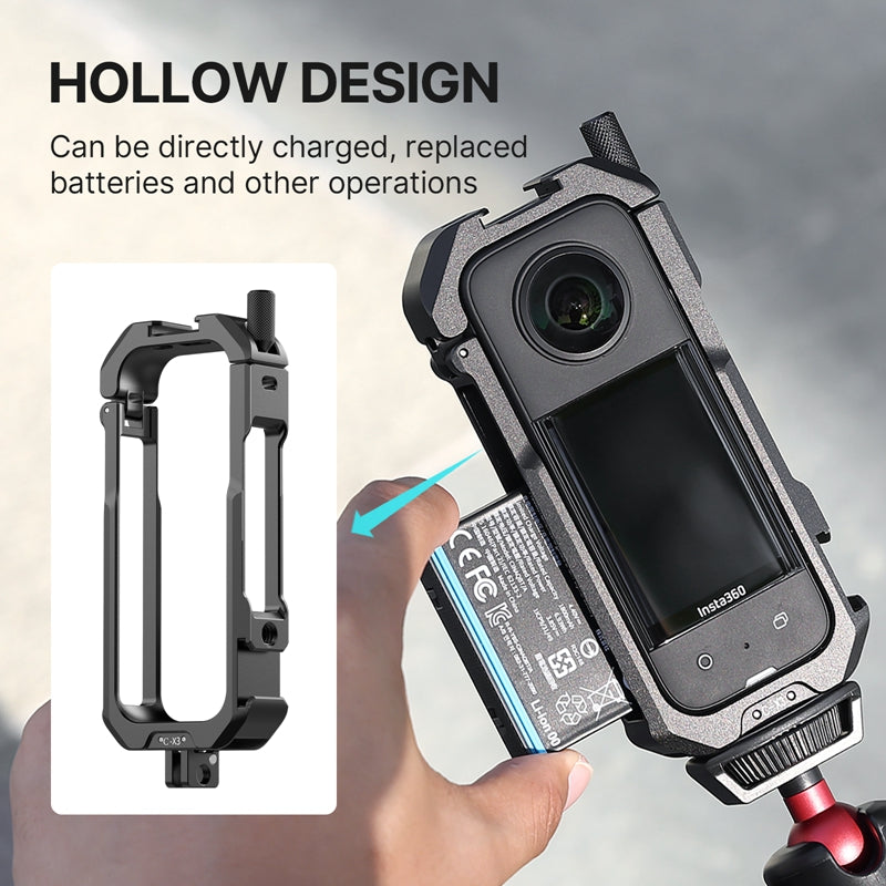 Uniqkart C-X3 Metal Expansion Cage for Insta360 X3 Action Camera Protective Frame Case