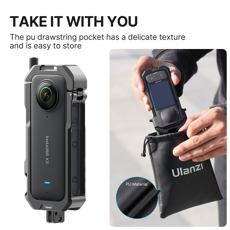 Uniqkart C-X3 Metal Expansion Cage for Insta360 X3 Action Camera Protective Frame Case
