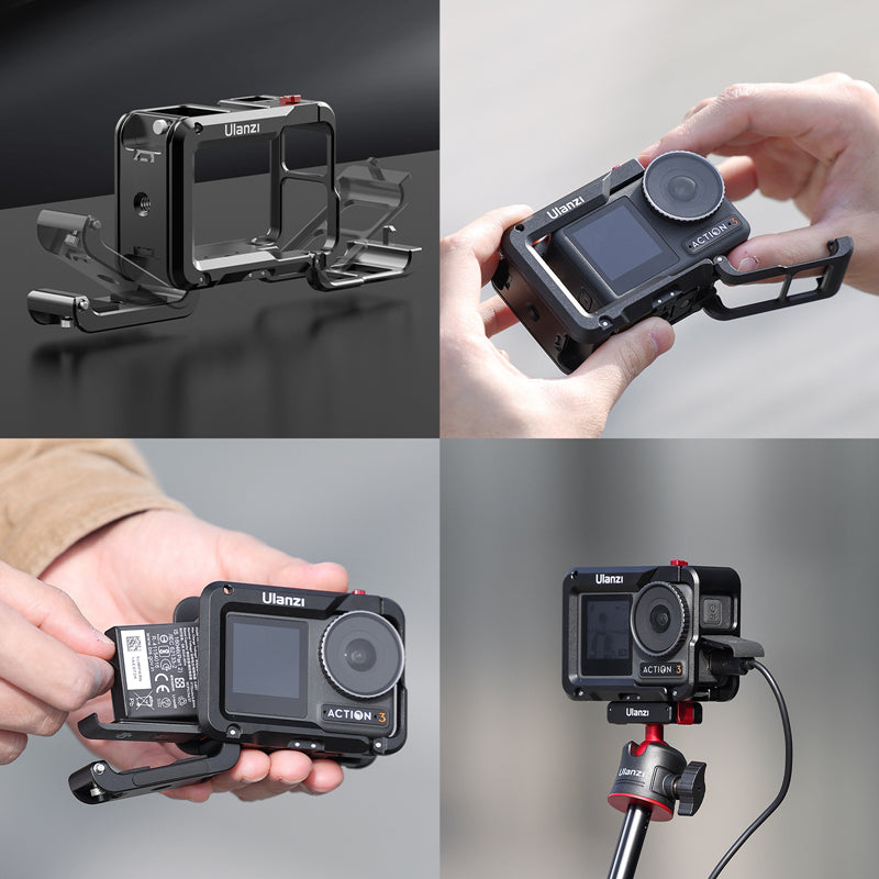 Uniqkart OA-14 Aluminum Alloy Frame Cage for DJI Osmo Action 3 Quick Release Full Protective Case