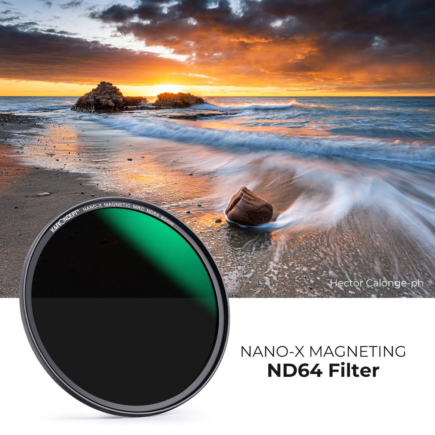 K&amp;F CONCEPT 82mm Magnetic Pluggable ND64 Lens Filter 6-Stop Neutral Density Quick-Release Filter Waterproof Anti-Scratch Multi-Layer Coated Lens Filter