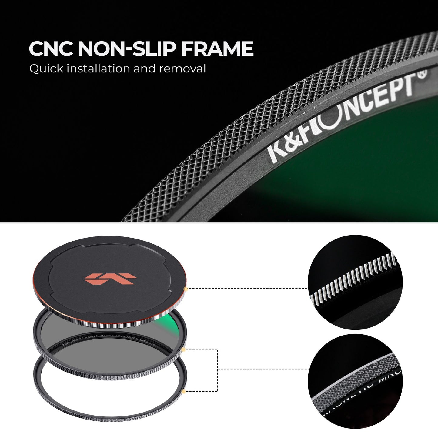 K&amp;F CONCEPT 82mm Magnetic ND8 Lens Filter Anti-Scratch Multi-Layer Coated Filter Waterproof Quick-Release 3-Stop Neutral Density Lens Filter