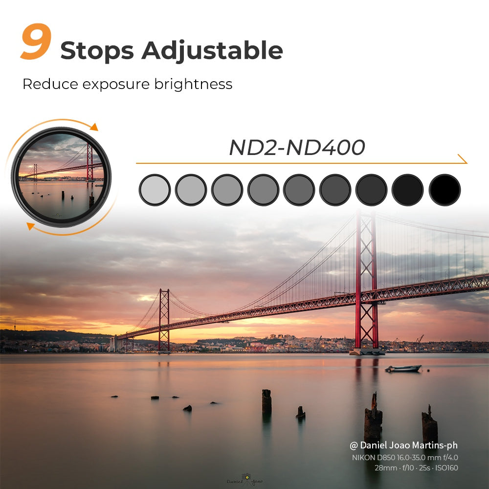 K&amp;F CONCEPT KF01.1406 ND2-400 Neutral Density Fader Variable ND Filter Ultra Thin Multilayer Coating 82mm Camera Lens Filter