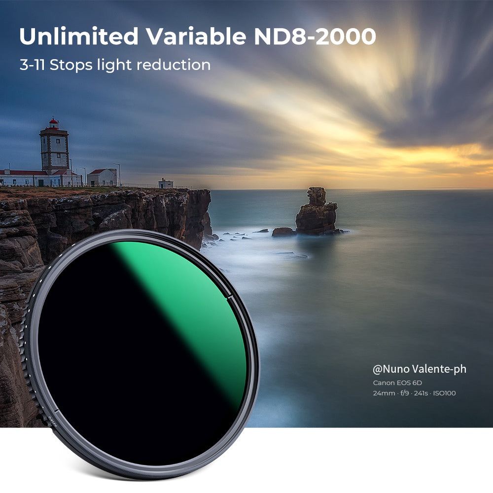 K&amp;F CONCEPT KF01.1361 82mm ND8-ND2000 ND Filter for Camera Lens 9-Stop Adjustable Neutral Density Multi-Coated Filter Waterproof Lens Filter