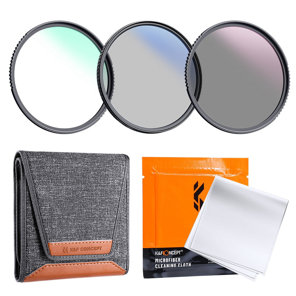 K&amp;F CONCEPT 3Pcs / Set MCUV+CPL+ND4 Lens Filter Kit for Nikon Canon Sony SLR Camera Lenses Slim Filter with Filter Bag and Cleaning Cloth