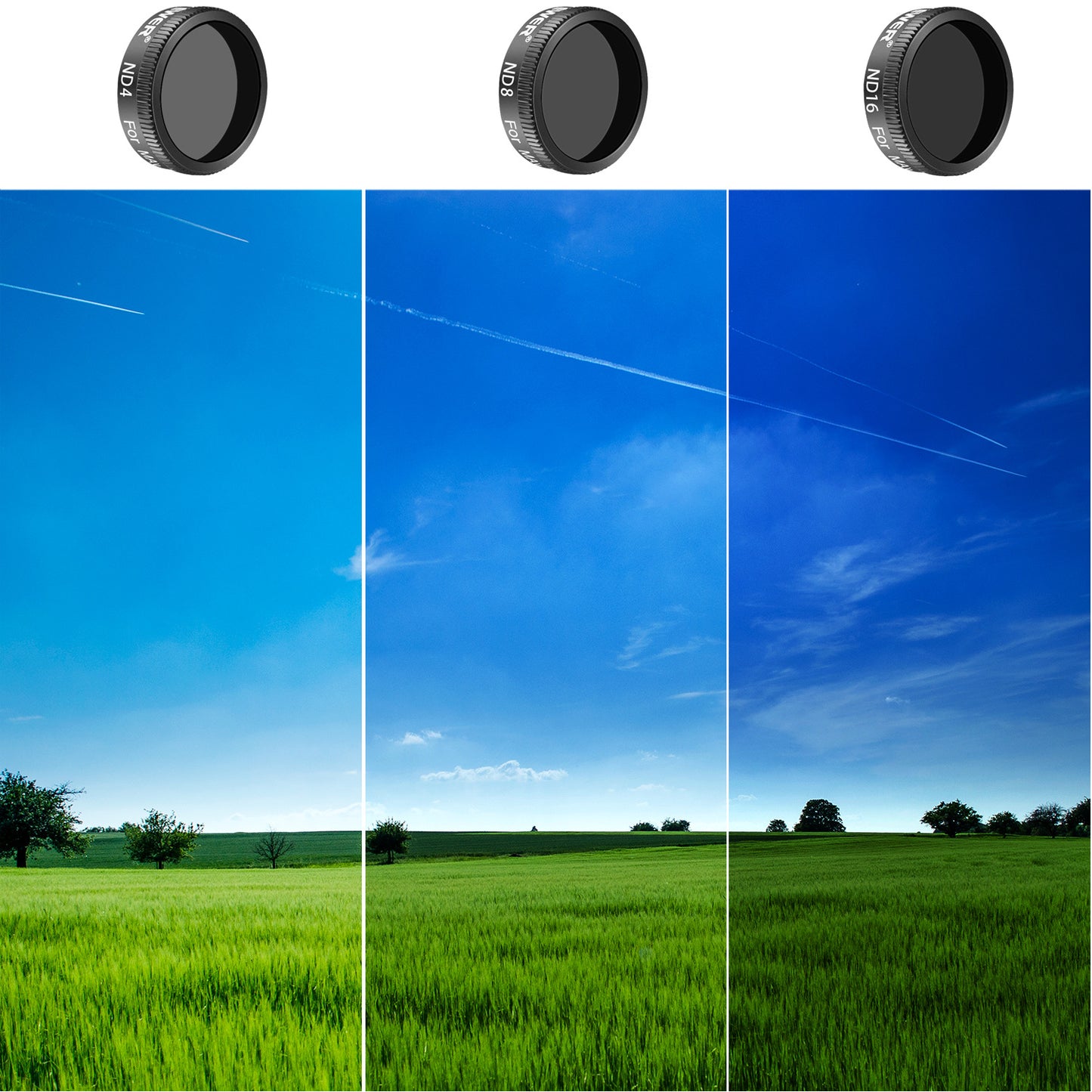 Uniqkart NW-096 For DJI Mavic Air 3Pcs / Set ND4+ND8+ND16 Lens Filters Aluminum Alloy + Optical Glass Drone ND Lens Filters