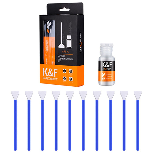 K&amp;F CONCEPT 10Pcs 16mm Cleaner Swab + 20ml Cleaning Liquid for APS-C Sensor DSLR Camera Lens Cleaning Kit