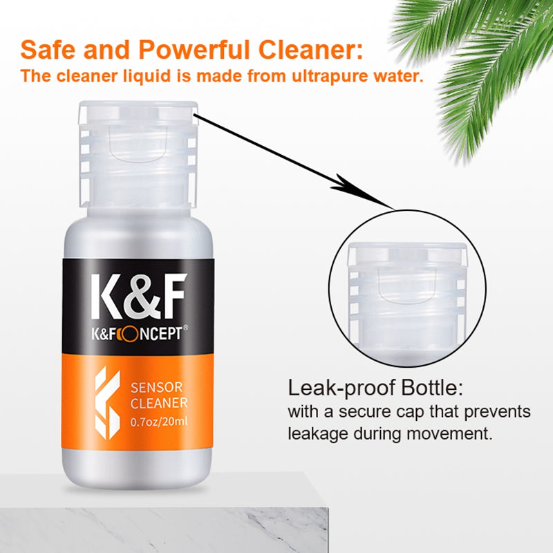 K&amp;F CONCEPT 10Pcs 16mm Cleaner Swab + 20ml Cleaning Liquid for APS-C Sensor DSLR Camera Lens Cleaning Kit