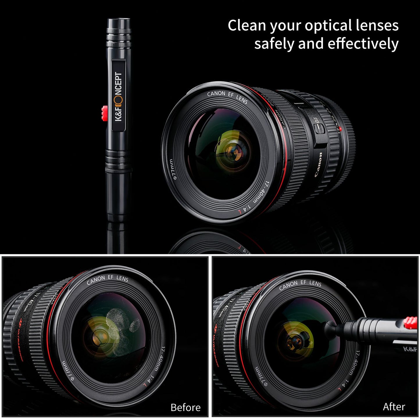 K&amp;F CONCEPT Camera Lens Cleaning Pen with Retractable Soft Brush for DSLRs and Sensitive Electronics Optical Cleaning Tools