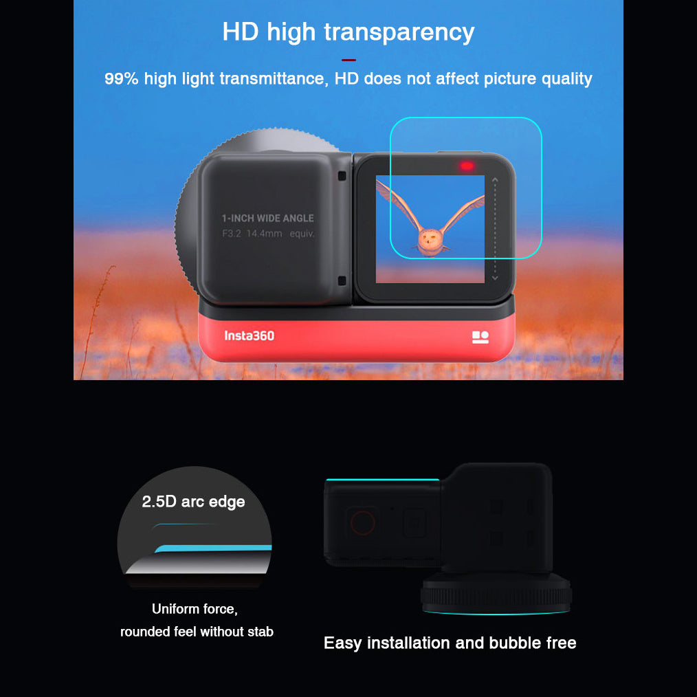 Tempered Glass Film Set Screen Film Leica 1-Inch Wide Angle Lens Film for Insta360 ONE R