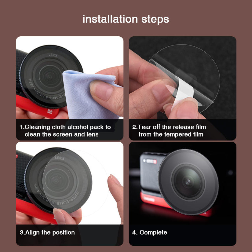 Tempered Glass Film Set Screen Film Leica 1-Inch Wide Angle Lens Film for Insta360 ONE R