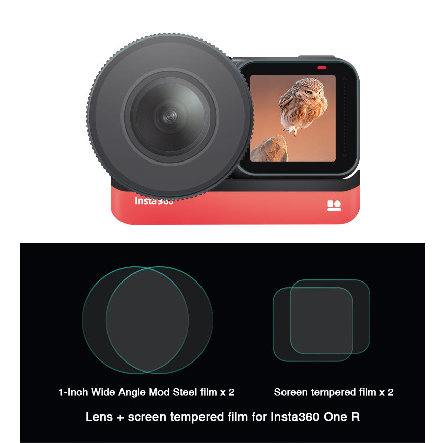 Tempered Glass Film Set Screen Film Leica 1-Inch Wide Angle Lens Film for Insta360 ONE R