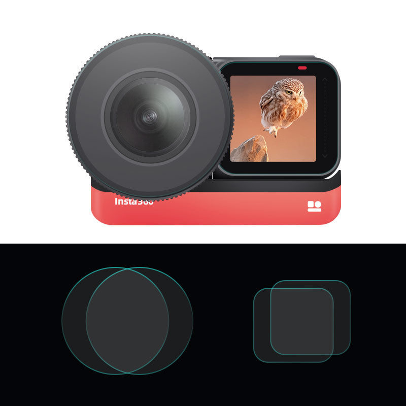 2 Pcs Screen Film+2 Pcs Leica 1-inch Wide Angle Lens Film for Insta360 ONE R