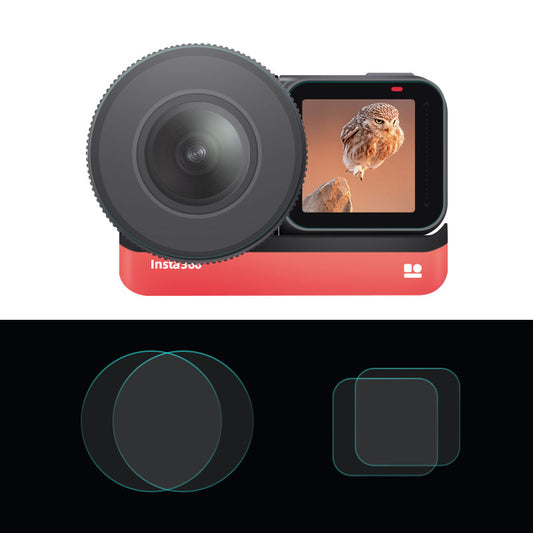 2 Pcs Screen Film+2 Pcs Leica 1-inch Wide Angle Lens Film for Insta360 ONE R
