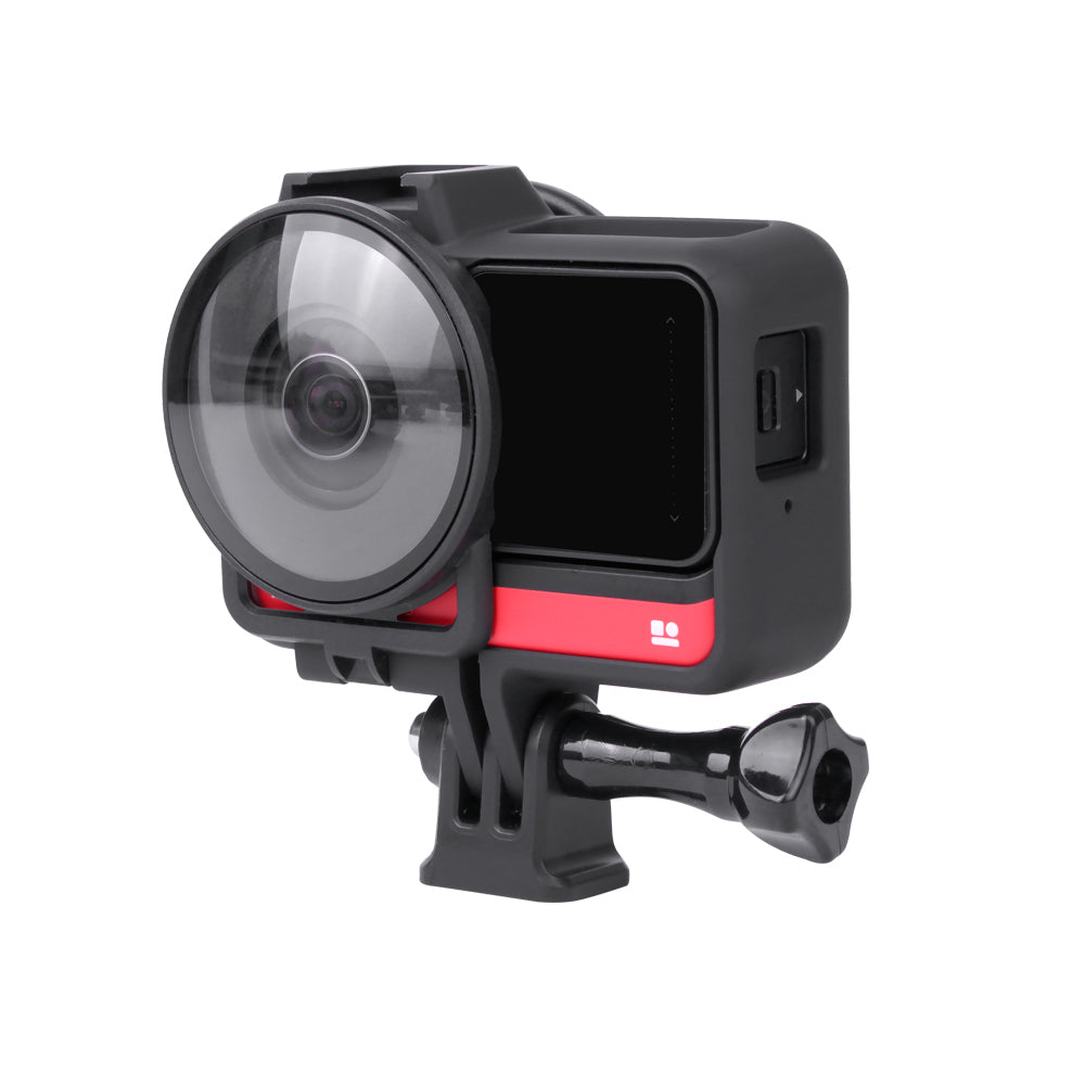 Camera Protective Frame with Cold Boot + 2Pcs Lens Cover for Insta360 ONE R