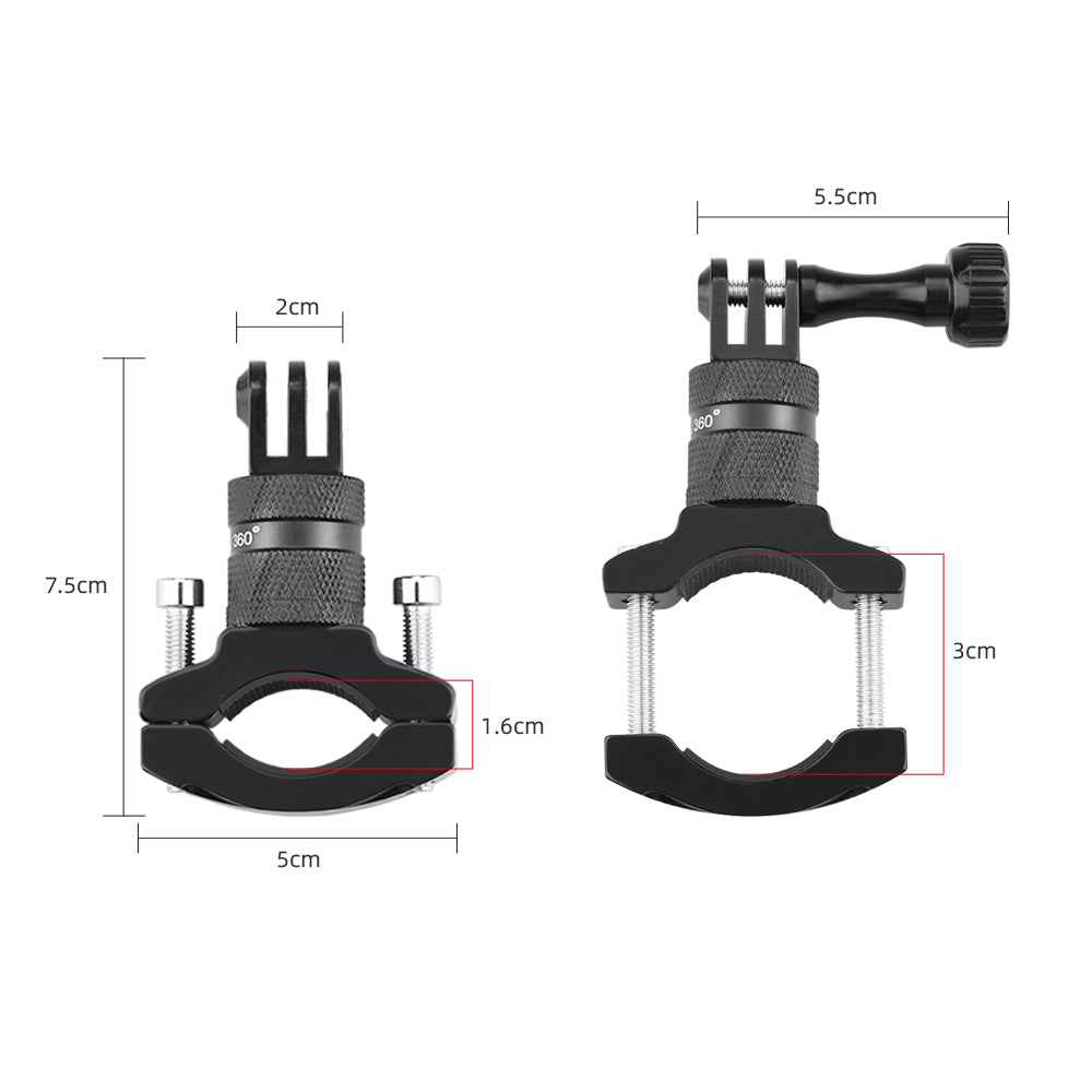 Bicycle Motorcycle Handlebar Aluminum Clip Bracket Holder for Osmo Action/GoPro Hero 5 6 7 8 Sports Camera
