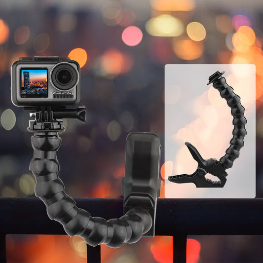 Clamp Mount with Flexible Adjustable Gooseneck for GoPro Hero 8 7 6 5 Sjcam Yi 4K Action Camera Tripod Accessory
