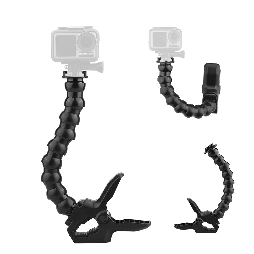 Clamp Mount with Flexible Adjustable Gooseneck for GoPro Hero 8 7 6 5 Sjcam Yi 4K Action Camera Tripod Accessory