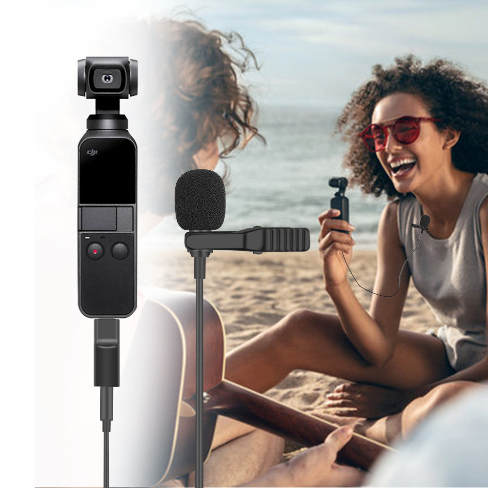 3.5mm Audio Video Record Lapel Microphone + Audio Adapter for Osmo Pocket Camera Camcorder Recorder