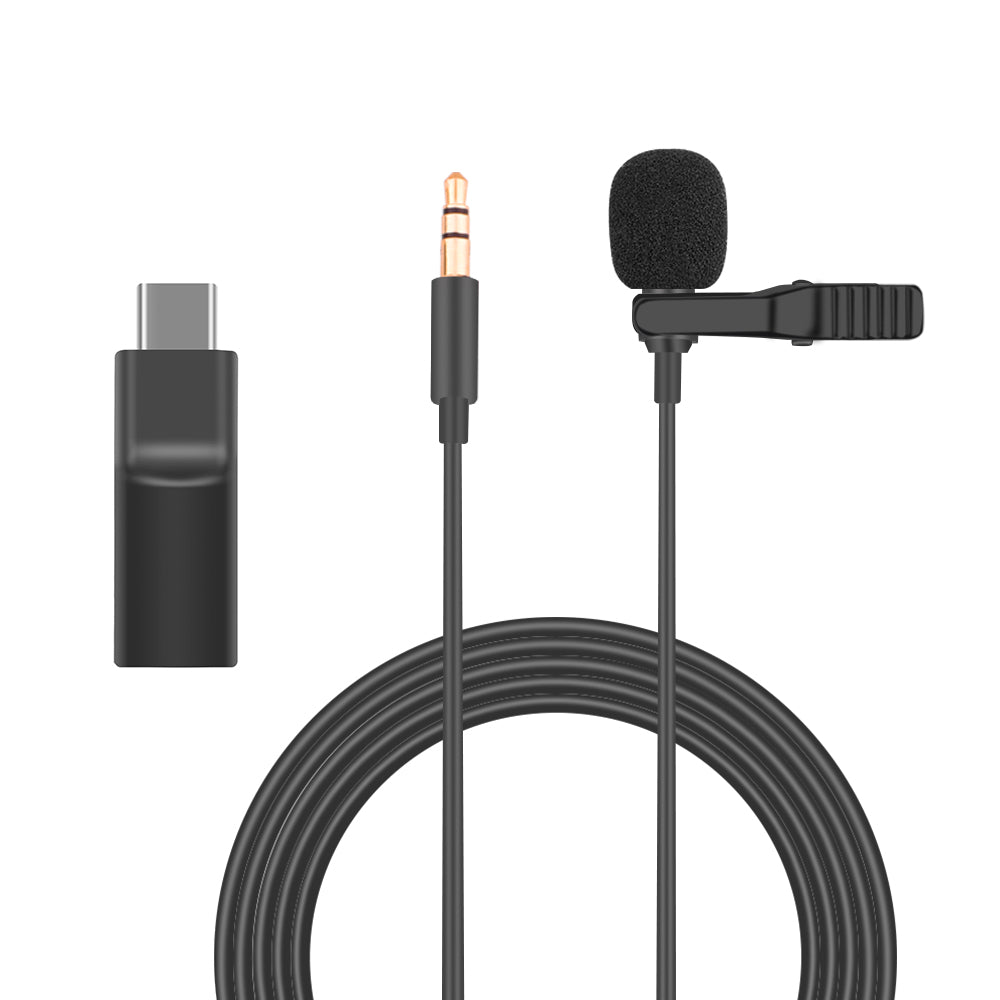 3.5mm Audio Video Record Lapel Microphone + Audio Adapter for Osmo Pocket Camera Camcorder Recorder