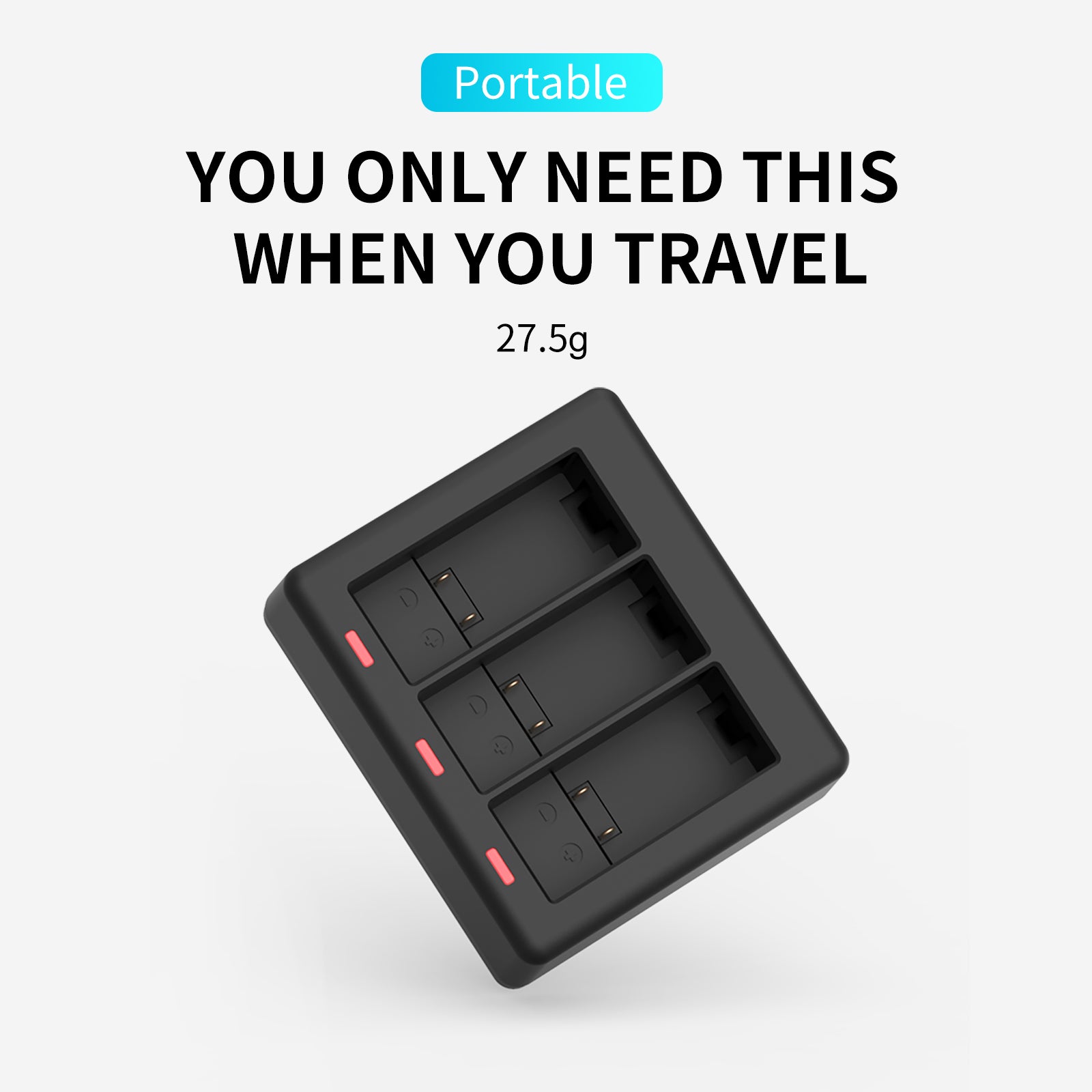 Triple Channel Battery Charger with Type-C Charging Cable for GoPro Hero 9