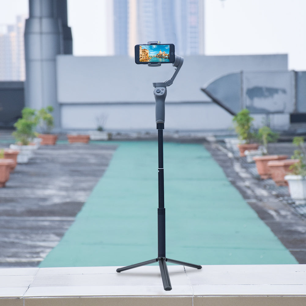 Aluminum Alloy Telescopic Handheld Gimbal Stabilizer Extension Stick with Tripod for DJI Feiyu Zhiyun Moza