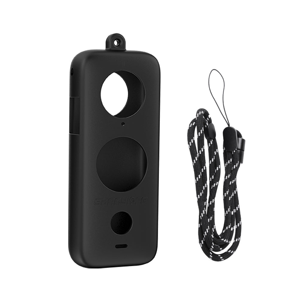 Lens Screen Protective Cover Silicone Sleeve with Lanyard for Insta360 One X2 Sports Camera - Black