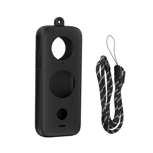 Lens Screen Protective Cover Silicone Sleeve with Lanyard for Insta360 One X2 Sports Camera - Black