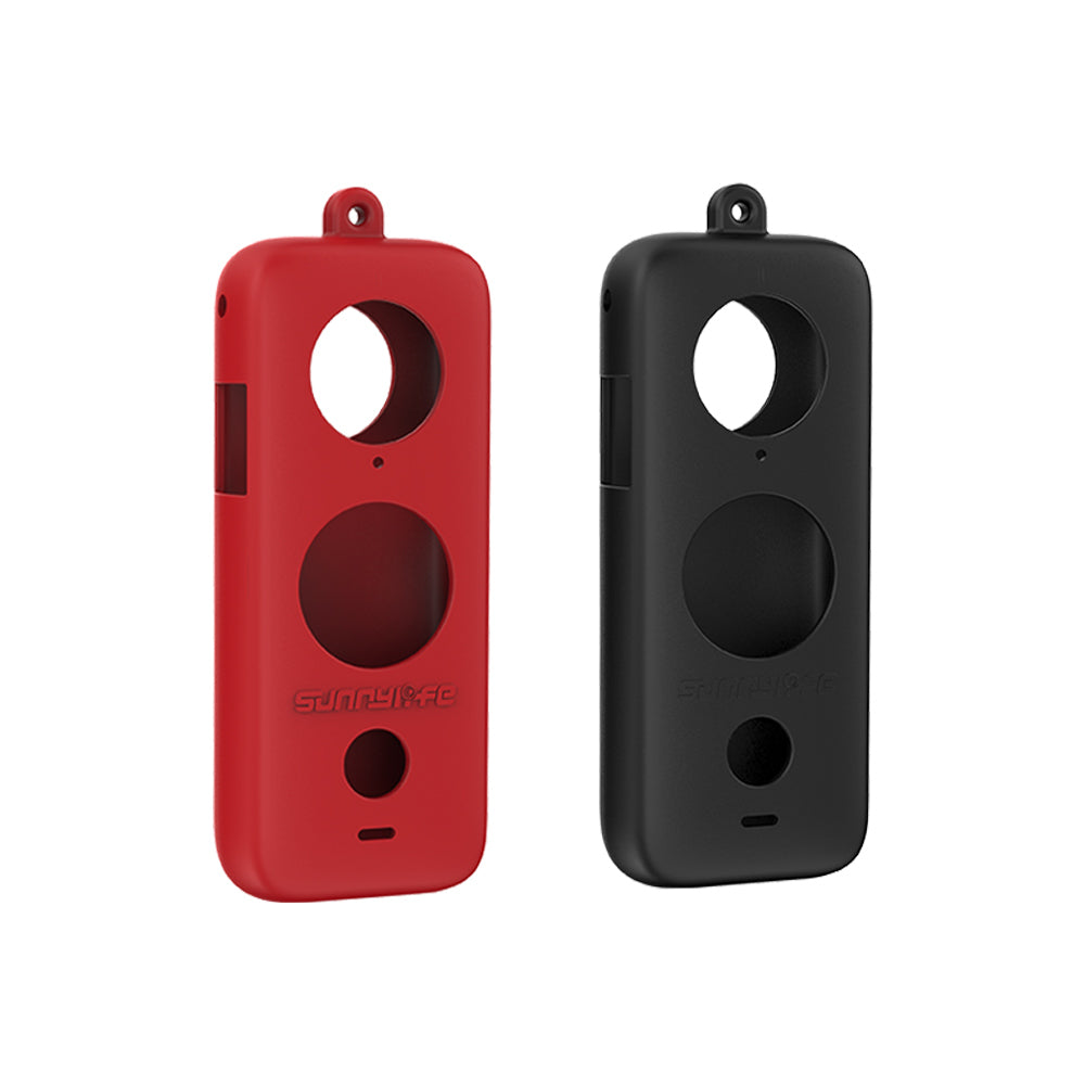 Lens Screen Protective Cover Silicone Sleeve with Lanyard for Insta360 One X2 Sports Camera - Black