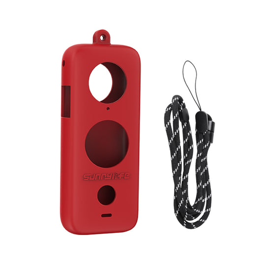 Lens Screen Protective Cover Silicone Sleeve with Lanyard for Insta360 One X2 Sports Camera - Red