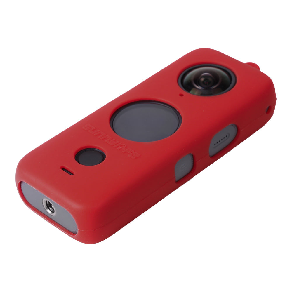 Lens Screen Protective Cover Silicone Sleeve with Lanyard for Insta360 One X2 Sports Camera - Red